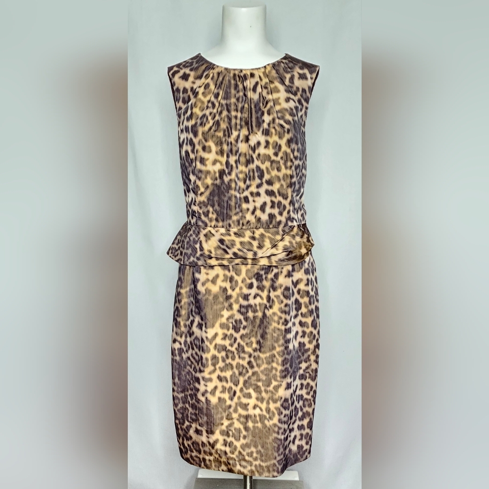Anne Klein Modern Leopard Print Sleeveless Peplum Dress Macy's Size 12